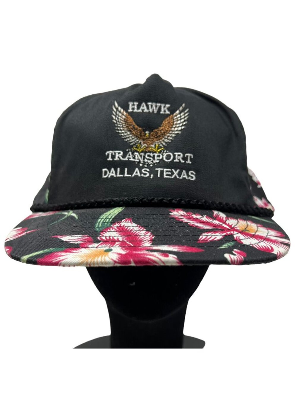 Hawk Transport Dallas Texas Vintage Strapback Floral Hat Cap Trucking Trucker